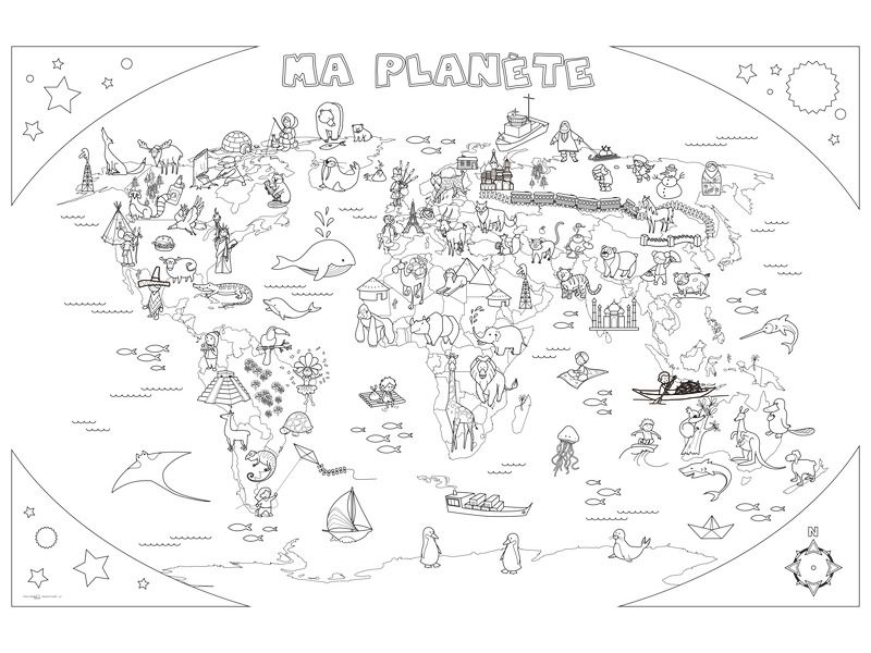 GIANT COLOURING PAGES World atlas
