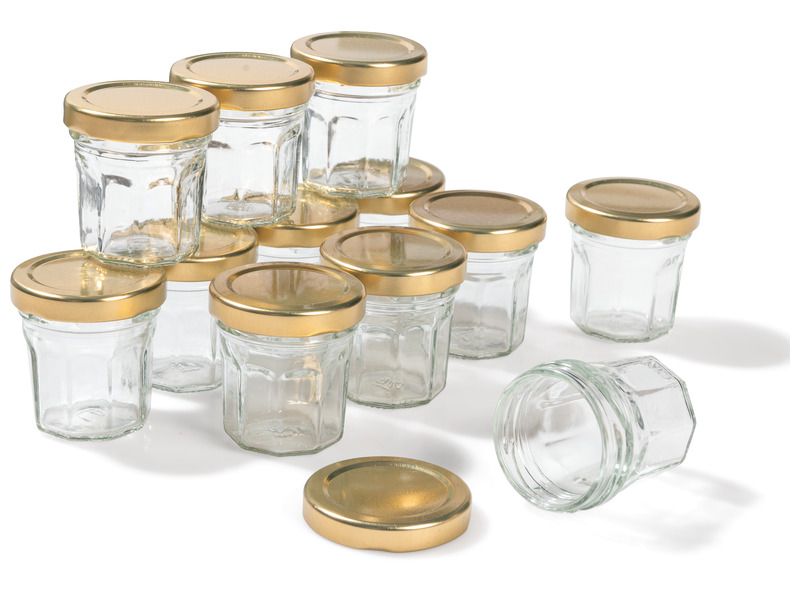 SMALL GLASS POTS WITH LIDS TO DECORATE