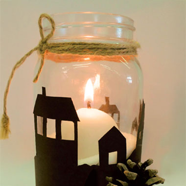 Christmas village jar